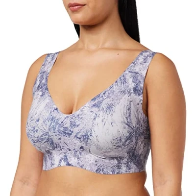 Image of Sloggi Women&#039;s Zero Feel Bralette Ex Bralet, Blue Dark Combination, XS UK