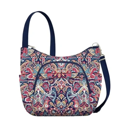 Image of Travelon Unisex Adult Anti Theft Classic Crossbody Bucket Bag, Summer Paisley, 14’ x 11 4