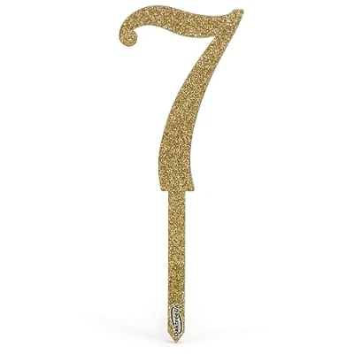 Image of Acrylic Sparkling Fizz Gold Cake Topper No.7