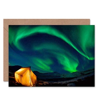 Image of Wee Blue Coo Northern Lights Aurora Borealis Sky Greeting Card CL1121