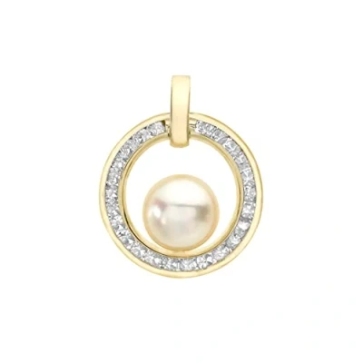 Image of Carissima Gold Women&#039;s 9 ct Yellow Cubic Zirconia and Pearl Ring Pendant