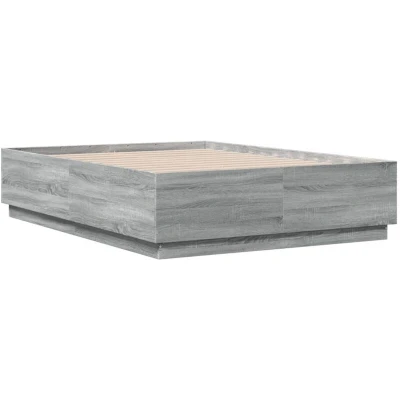 Image of vidaXL Bed Frame without Mattress Grey Sonoma 135x190 cm Double