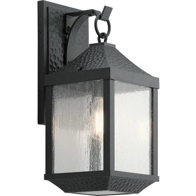 Image of Springfield Outdoor 1 Light Medium Wall Lantern, Distressed Black, IP44, E27