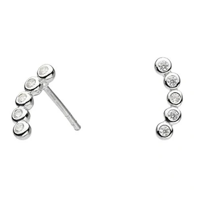 Image of Dew Sterling Silver and Cubic Zirconia Curved Stud Earrings