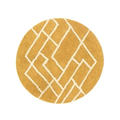 Image of RugVista Riviera bath mat, (∅ 36&quot;) ∅ 90 cm Round, Short pile, Modern Machine washable up to 30C, 100% Cotton, Yellow/Natural,
