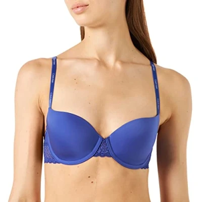 Image of Calvin Klein Women&#039;s Lightly Lined Balcon 000QF5146E Balcony Bras, Blue (Clematis), 32A