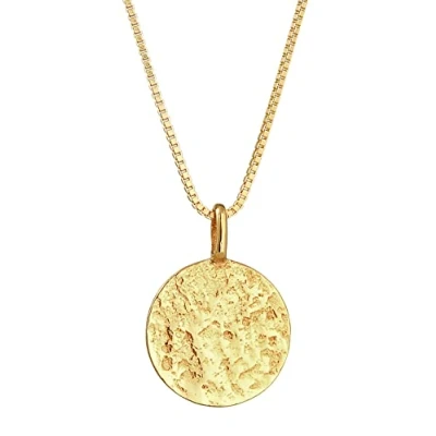 Image of Kuzzoi Men&#039;s Silver Necklace with Coin Pendant Round (15 mm), for Men in 925 Sterling Silver, Gold Chain Plate Pendant, Handmade,
