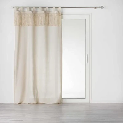 Image of Douceur d&#039;Intérieur, Samaya Plain Polycotton Tab Top Curtain 140 x 240 cm