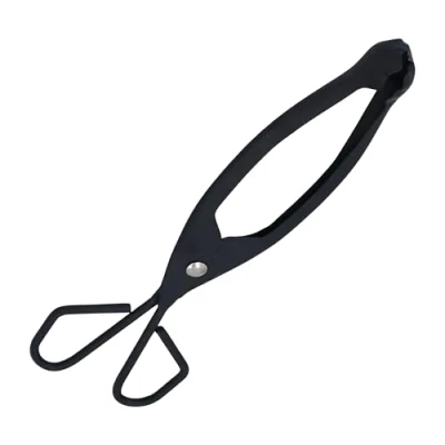 Image of ADEPTNA Fire Side Log/Coal Tongs 30cm Cast Iron Grabber for Small Logs, Coal, Pits, Wood Burners &amp; Open Fires Heat Resistant, Scissor Type Action, Durable Pressed Steel Construction