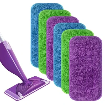 Image of 6 Pack Reusable Mop Pad Refills for Flash Powermop Machine Washable Microfibre Spray Replacement Pads, Cleaning Pads Compatible with Speed Multi Surface Wet &amp; Dry