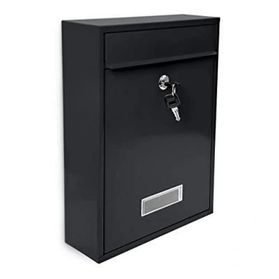 Image of Relaxdays Mailbox/Letterbox + Lockable Door, Black