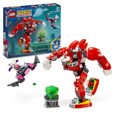 Image of LEGO Sonic the Hedgehog Knuckles’ Guardian Mech, Action Figure Toy for Kids Boys &amp; Girls with Video Game Character Figures Incl. Knuckles and Rouge Bat, Plus a Master Emerald, Fun Gift Idea 76996