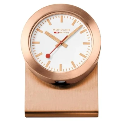 Image of Mondaine Table Clock, Aluminium, Copper White, 50 mm