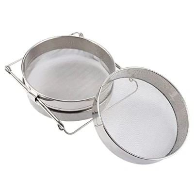Image of Honey Filter, Stainless Steel Double Strainer Filter Apiary Beekeeping Equipment with Adjustable Handles
