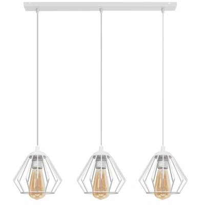Image of Agat Straight Bar Pendant Ceiling Light White 65cm