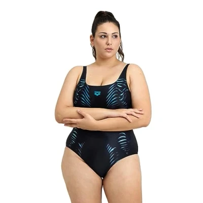 Image of Arena Feel Women&#039;s Imprint U Back Plus Swimsuit, 52, Black