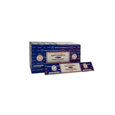 Image of Satya 01329 Nag Champa &amp; Reiki Power Combo Set of Incense Sticks, 12 Packs x 16g, Multi, One Size