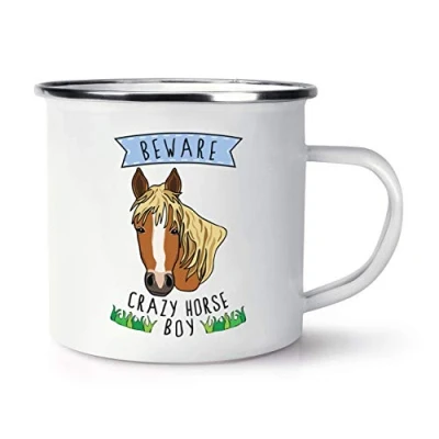 Image of Beware Crazy Horse Boy Enamel Mug Cup