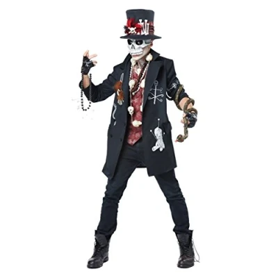 Image of California Costumes 01401M Voodoo Dude Adult Costume, San Motif, Black, Red, White, M