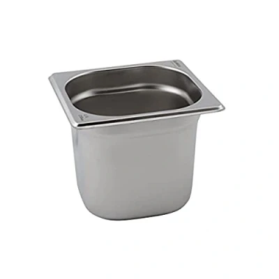 Image of Genware GN16 100 Stainless Steel Gastronorm Pan, 1/6 GN, 176 mm Length, 161 Width, Deep