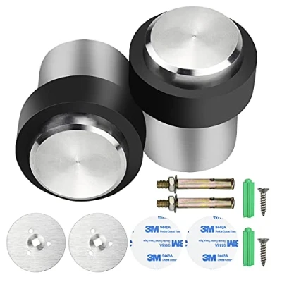 Image of TEESIN Stainless Steel Floor Door Stop with Round Screw Set of 2 stoppers Stopper Also Suitable for Solid Doors