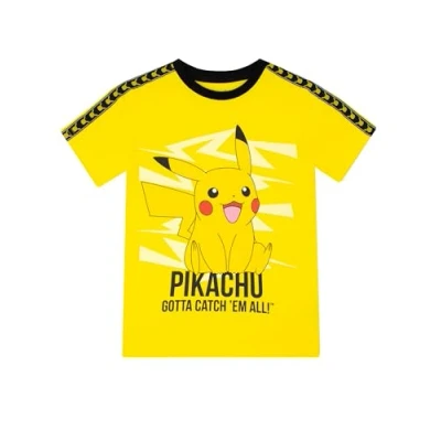Image of Pokemon T Shirt Cotton Pikachu for Boys Short Sleeve Boys’ Shirts Yellow 6 7 Years