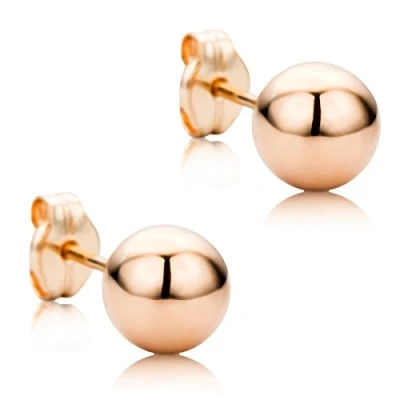 Image of OROVI 9ct (375) Basic Rose Gold 6mm Ball Stud Earrings for Women Solid Earrings, Hypoallergenic Shipped in an Elegant Present Box a Luxurious Unboxing Experience