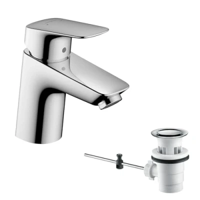 Image of hansgrohe Logis basin mixer tap 70 with pop up waste, chrome 71070000