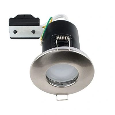 Image of MiniSun Pack of 6 Fire Rated Bathroom/Shower IP65 Brushed Chrome Domed GU10 Ceiling Downlights