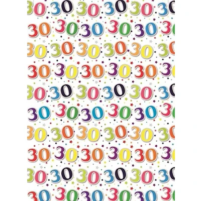 Image of Special Age 30 Gift Wrapping Paper 1 Sheet &amp; Matching Tag 30th Birthday