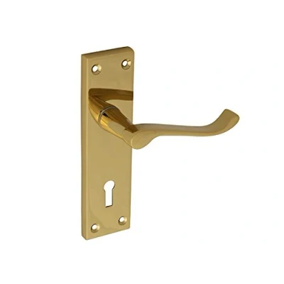 Image of Forge 150mm Backplate Handle Lock with Victorian Scroll Brass Finish