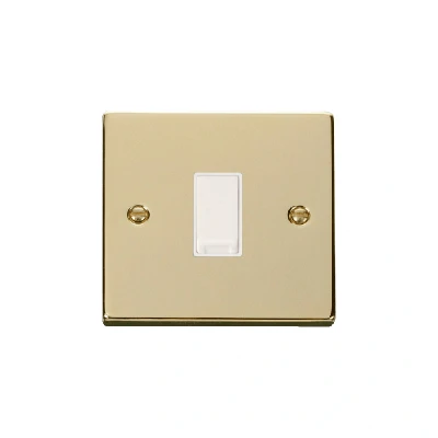 Image of Click Deco 1 Gang Intermediate 10AX Switch Polished Brass White Inserts