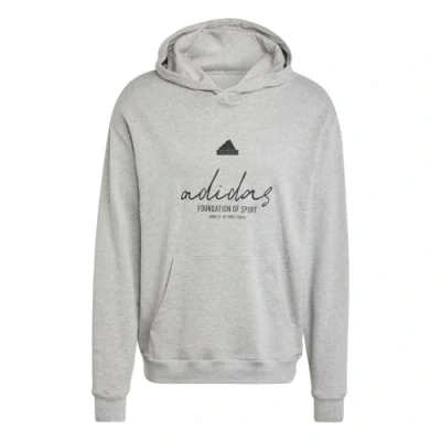 Image of adidas Men&#039;s BRAND LOVE FRENCH TERRY HOODIE, MEDIUM GREY HEATHER, XL