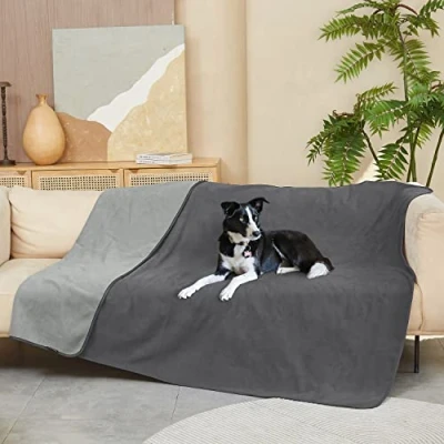 Image of Kritter Planet Waterproof Dog Blanket for Bed, Car Sofa Covers Furniture Protector Bed Couch Seat, Comfortable Washable Reversible Leak Proof Pet Throw Blanket, 203 x 152 cm Grey