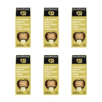 Image of Kent &amp; Fraser Gluten Free Oak Smoked Garlic Black Poppy Seed Cheese Biscuits 110g x 6