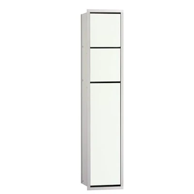 Image of Emco Asis 150 975027450 Flush Mounted Bathroom Toilet, Wipes, Glass, Built in Cabinet, Door Hinge Selectable, Aluminium/White, Türanschlag wechselbar 809 mm