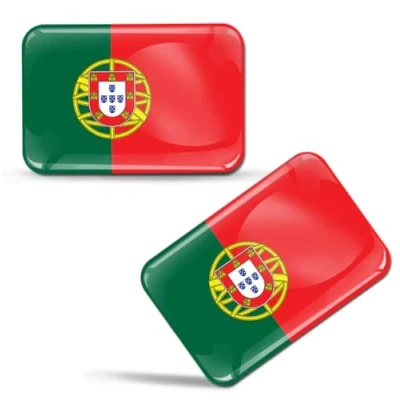 Image of 2 x 3D Domed Silicone Stickers Decals Portugal National Portuguese Flag Car Motorcycle Helmet F 30