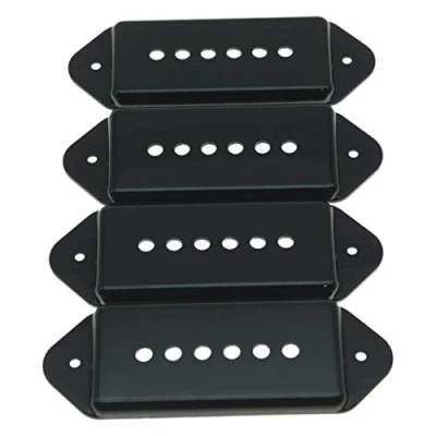 Image of Dopro 4 Pack Black Plastic P90 Dog Ear Guitar Pickup Covers Dogear Cover with Pole Spacing
