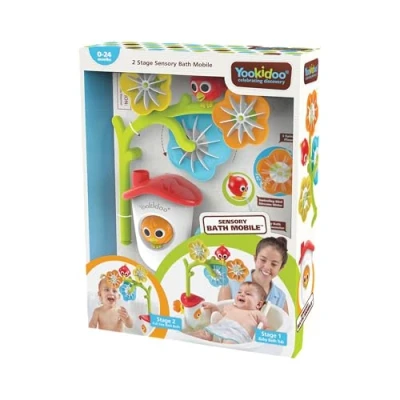 Image of Yookidoo Baby Bath Mobile Spinning Flowers and Swiveling Fountain for Newborn Toddler Time Sensory Development (Tub Not Included) Attaches to Any Size Tub Wall 0 2 yrs.