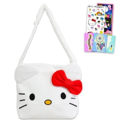 Image of Hello Kitty Plush Purse for Girls Set Bundle with Plushie Plus Stickers, Tattoos and More Girls, Multicolor, Purse, Gifts,