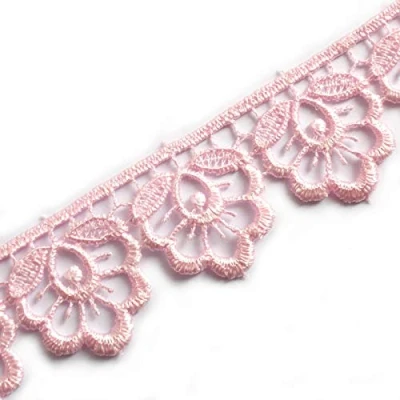 Image of Pale Pink Scalloped Guipure Lace 27mm Wide (2 metres)