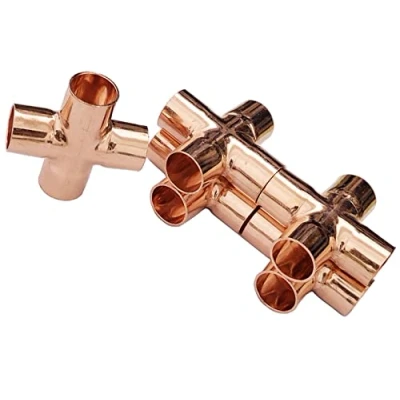 Image of 5X 4 Way Cross Union Pipe Fitting 15mm for Plumbing Air Conditioning Refrigeration Central Heating Gas Pipework