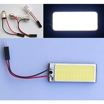 Image of 2 car COB 36 LED panel lights, T10 festoon reading white interior light