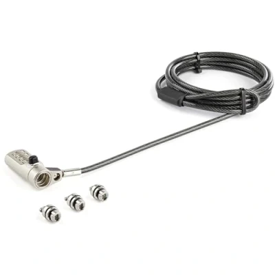 Image of StarTech.com 6.5&#039; (2m) 3 in 1 Universal Laptop Cable Lock 4 Digit Combination Laptop/Desktop Security Compatible w/K Slot, Nano &amp; Wedge Slot Computer Anti Theft Steel (LTULOCK4D)