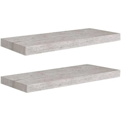 Image of vidaXL Floating Wall Shelves 2 pcs Concrete Grey 60x23.5x3.8 cm MDF