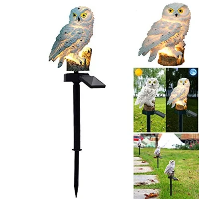 Image of ALLOMN Solar Lawn Lamp, Outdoor Light Garden Decoration Lamp Waterproof Path Yard Lamps Owl Design (White)