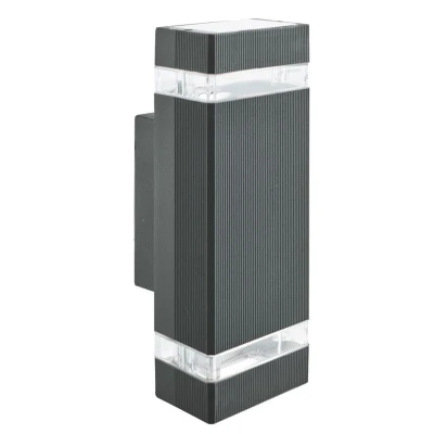 Image of Sheffield Outdoor &amp; Porch Up Down Wall Bracket, Black, Clear Diffuser IP44 2700K