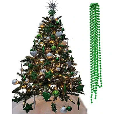 Image of UKDeals Direct® DARK GREEN COLLECTION CHRISTMAS DROPLET BAUBLES TREE DECORATIONS GLITTER MATT ICICLES (3mtr Garland Bead)