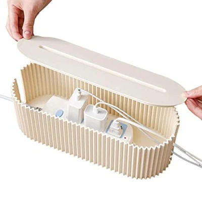 Image of Cable Tidy Box, Management Power Strip Cables Box With Large Storage, Wire Extension Organiser For