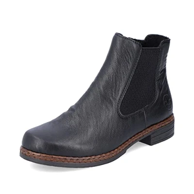 Image of Rieker Women Ankle Boots 75170, Ladies Chelsea Boots,Low Boots,Half Boots,Bootie,Slip Boot,Flat,Black (Schwarz / 00),36 EU 3.5 UK